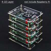 raspberry pi 4 case 4 5 6 7 8 9 10 layers acrylic case box cooling fan with metal cover for raspberry pi 4 3 model b3b