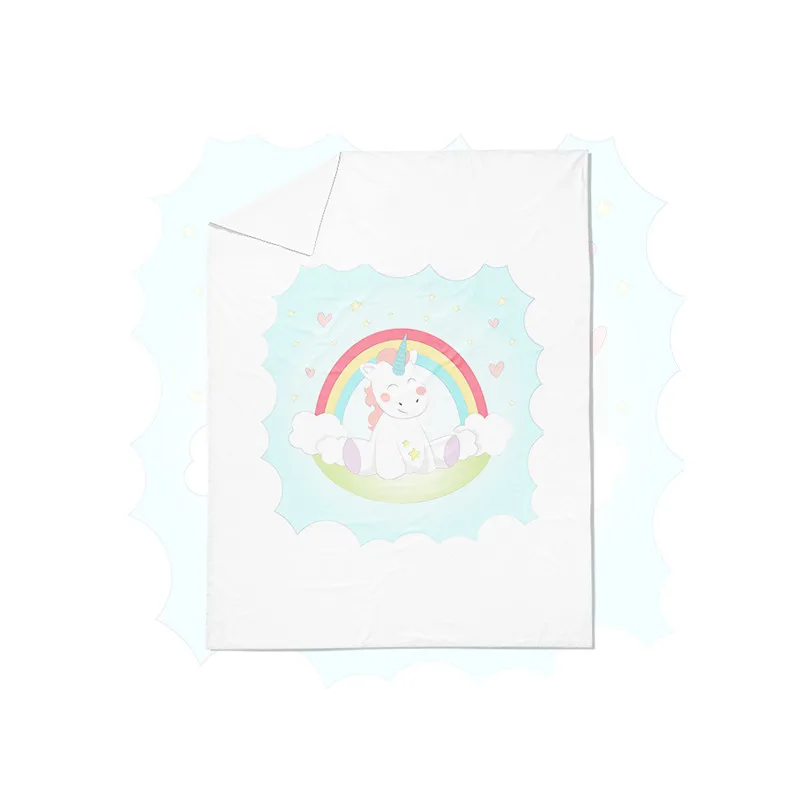 Комплект постельного белья с 3d-изображением радужного мультяшного единорога