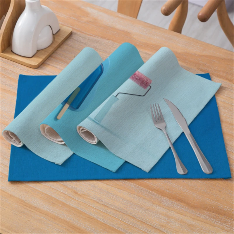 Красочная хлопчатобумажная льняная Водонепроницаемая салфетка под столовые