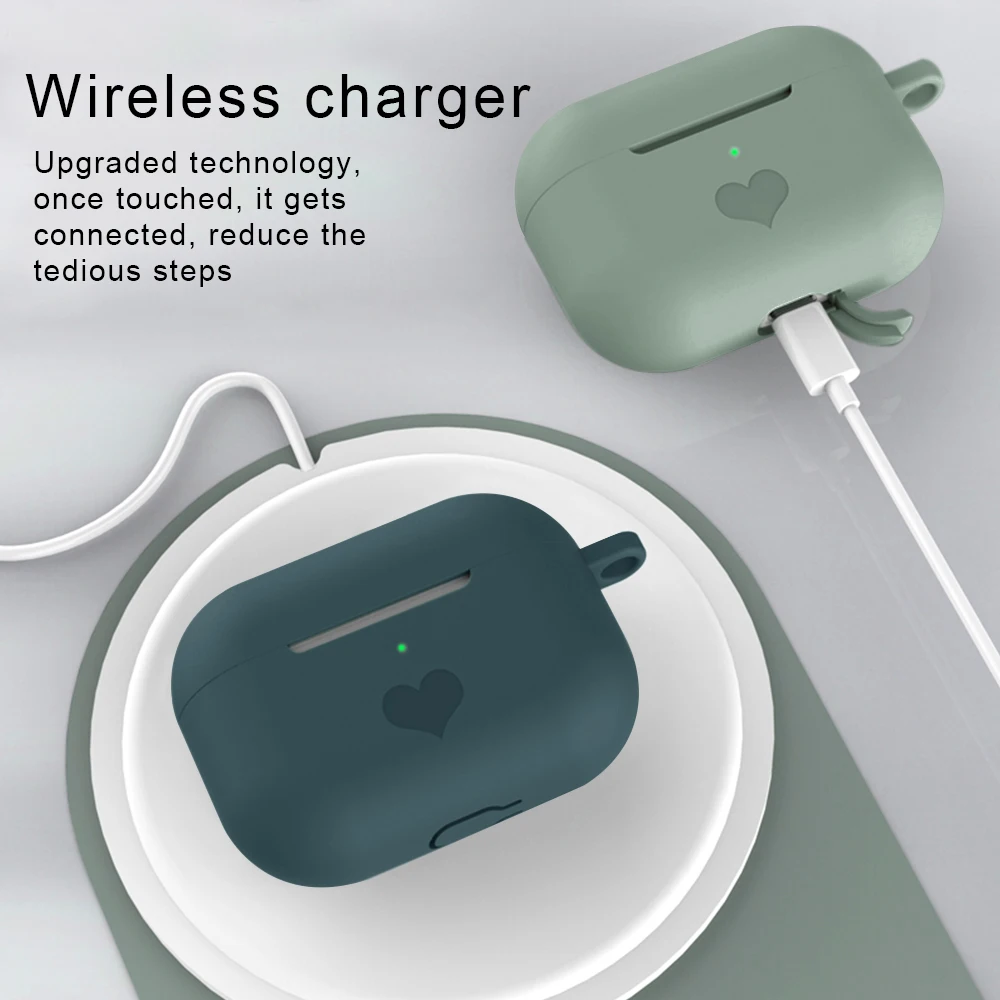 LAPOPNUT легкий силиконовый беспроводной чехол с милым сердечком и Bluetooth для AirPods Pro