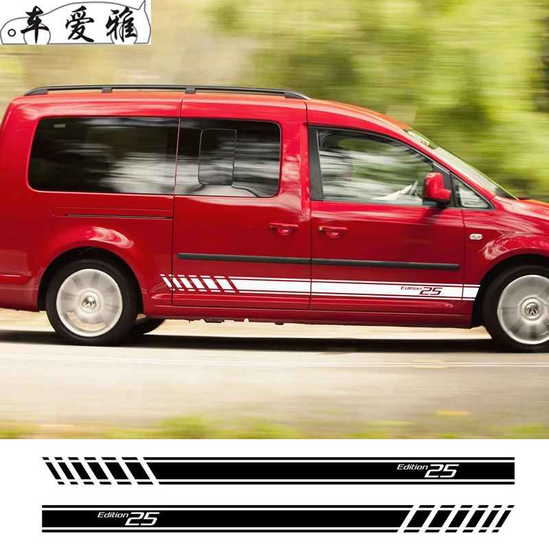 

Edition 25 Styling Car Stripes Decals Auto Door Side Skirt Decor Stickers For Volkswagen Caddy Exterior Accessories Wholesale