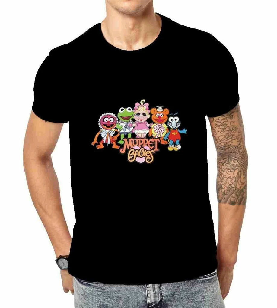 Muppet Babies Черная Мужская футболка на заказ одежда |