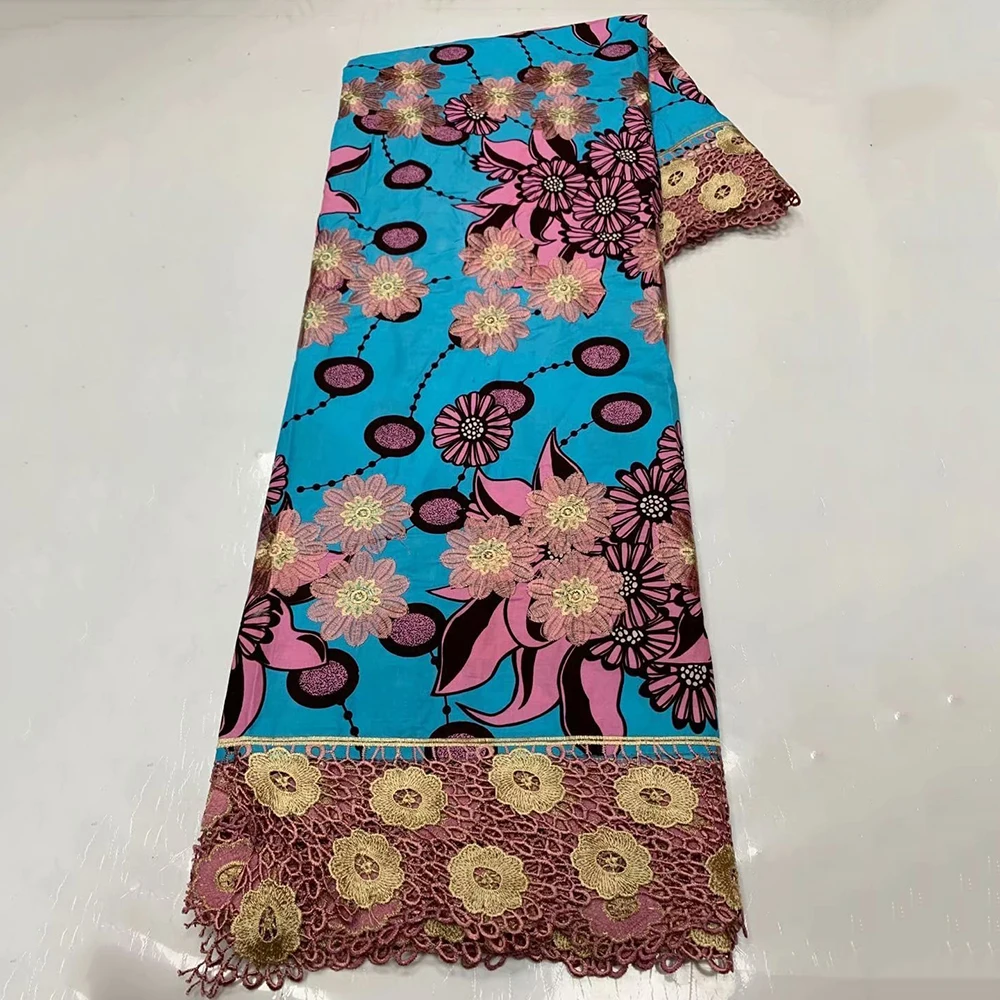 

Нигерийская настоящая Анкара, Новое поступление, африканская восковая ткань с гипюровым шнурком, кружево высокого качества для свадебной в...