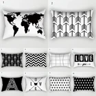 Черно-белый геометрический чехол для подушки, домашний декор, бархатная карта, марокканская наволочка 30x50 см, декоративный чехол для диванной подушки, наволочка