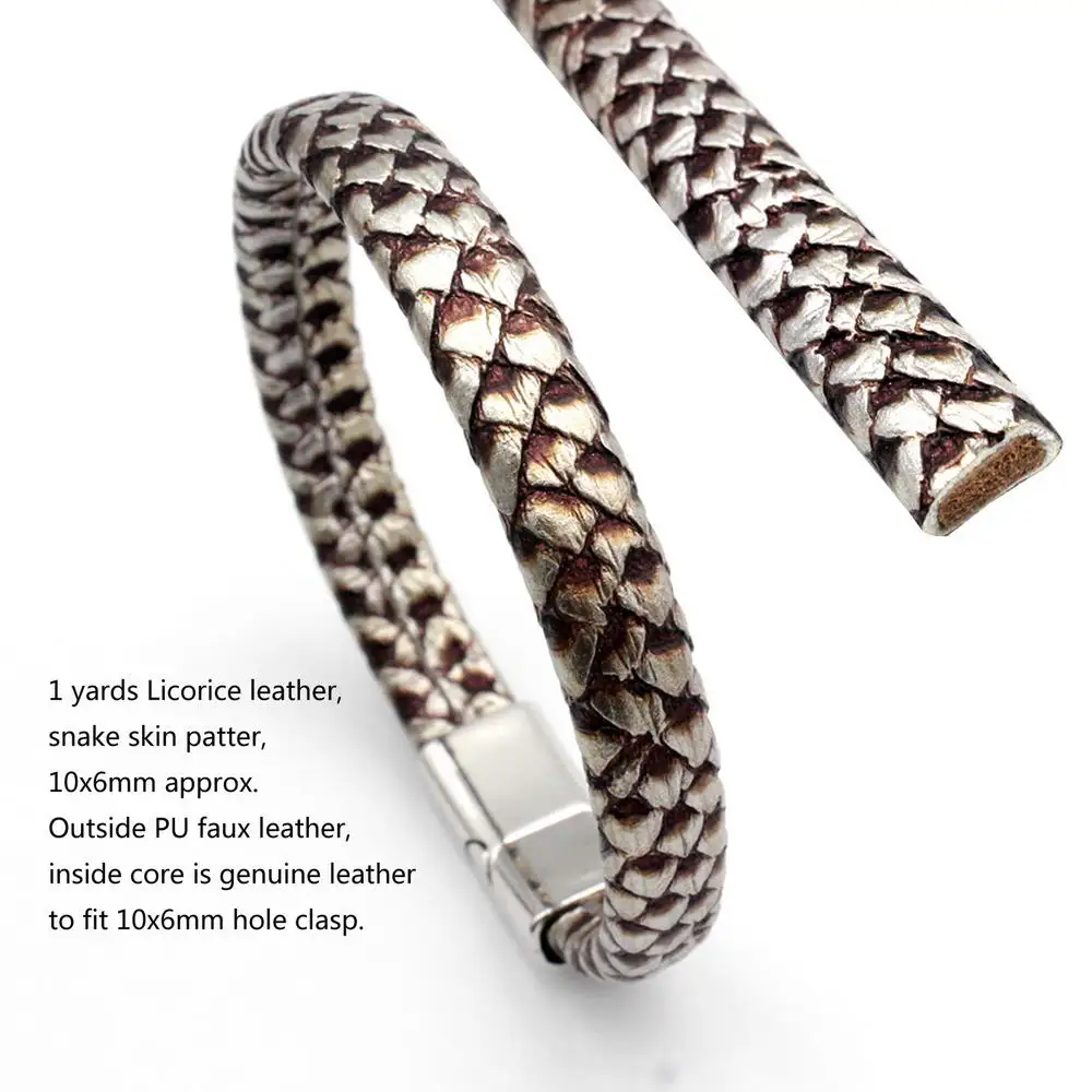 AaaZee 1 ярд коричневые рыбные весы в форме зернистой лакрицы плоская кожа 10 мм x 6