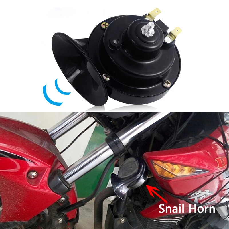

12V 48V 60V Motorcycle Waterproof Snail Horn Super Sound Monophonic Motorcycle Accessories Electric Moped Horn ABS Black