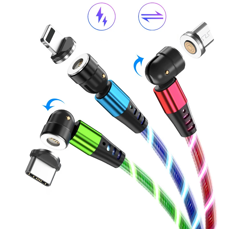 

USB Phone Cable Car Phone Charger Mobile Phones Cable Car Data Line Streamer Data Cable Fast Charging 450 Degree Magnetic