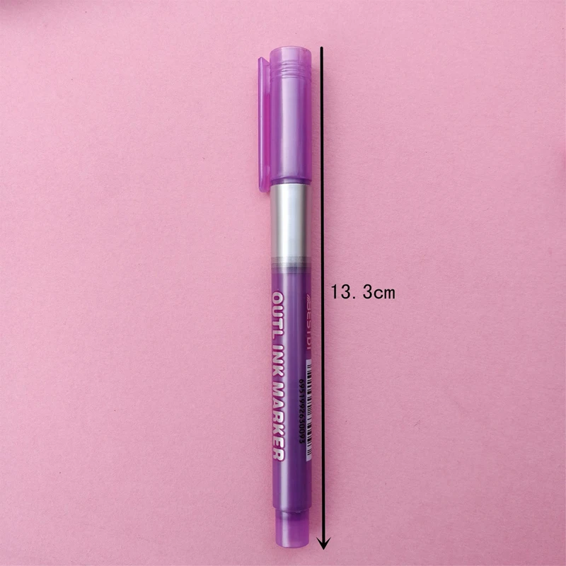 8 Colors Metallic Double Lines Art Markers Pen Out Line Drawing Pens for Calligraphy Lettering Color Scrapbooking Stationery | Канцтовары
