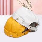 Кепка с вышивкой в виде листьев и черепа для мужчин и женщин, теплая Панама с закатанными манжетами, однотонная Регулируемая шапка без козырька