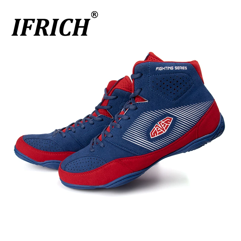 

Man Boxing Shoes Wrestling Shoes Martial Arts Taekwondo Sanda Training Shoes Fighting Combat Sneakers Breathable PU Sport Shoes