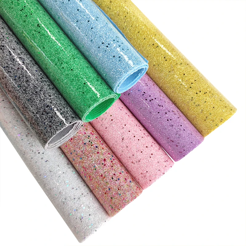 

Glossy Mirror Chunky Crystal Reflective Glitter Faux TPU Vinyl Leather Elastic Backing for Making High Heel Shoe Purse