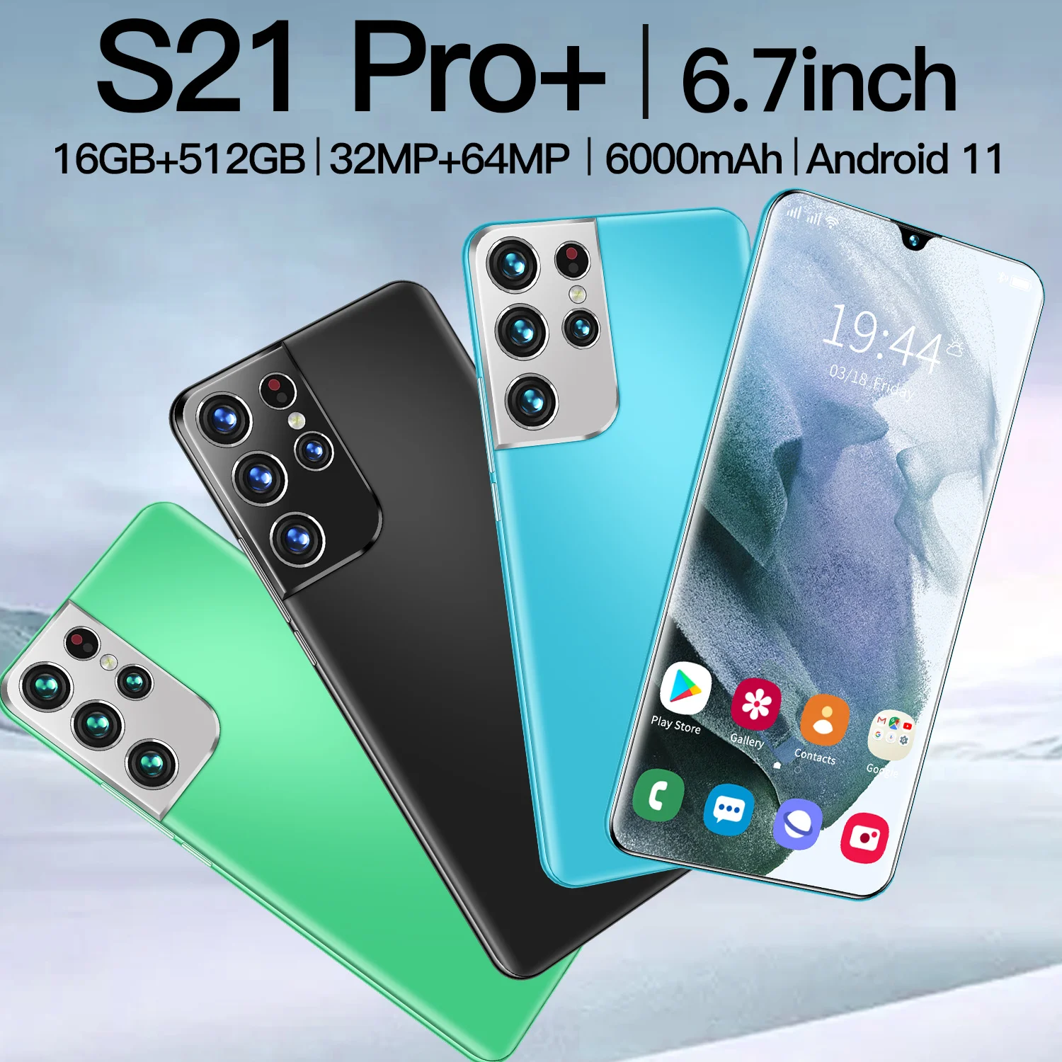 

Best Selling S21 Pro Global Version Mobile Phone 6000mAh 6.7 Inch Screen 32MP 64MP Camera Face ID 16GB 512GB Snapdragon 888