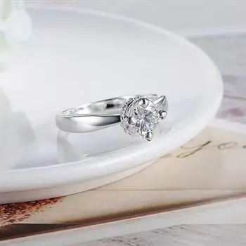 

Fashion silver round zircon ring wholesale R184-8 LKNSPCR184