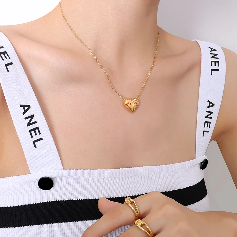 Ожерелье женское из нержавеющей стали с подвеской в виде сердца BSP024 | Украшения и