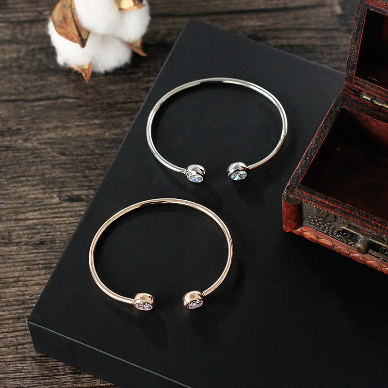 

Fashion Simple Women Bracelet Rose Gold Rhinestone Copper Material Korean Ladies Elegant Bracelet Exquisite Fashion Gift Jewelry