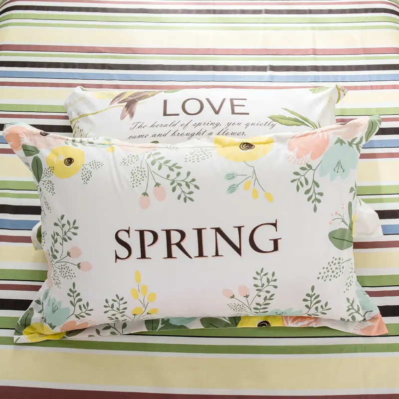 

Bedding Set Duvet Cover Bedspread Flat Sheet Pillow Cases Cotton Bed Line 4pcs Queen Size Print Home Textile Spring Bird