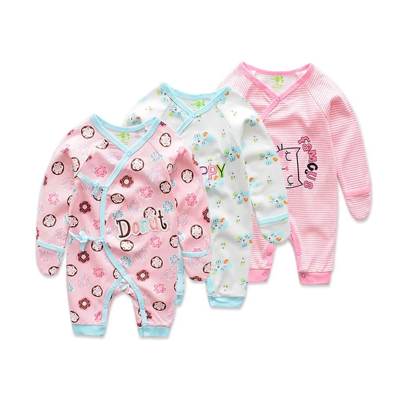 2021 Spring New Style Easy Change Side Snaps Unisex Baby Long Sleeve Prevent Scratching Bodysuits