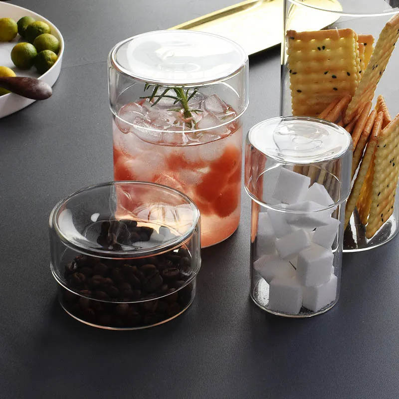 Glass Canisters Set of 4 for Kitchen Storage Glass Container with Cover Mason Candy Jar for Spices  Glass Storage Jars