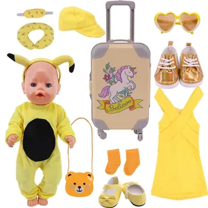 Rebirth Doll Handmade Yellow Dress Clothes Shoes Bag Suitable For 18 Inch Doll And 43 Cm Newborn Dol
