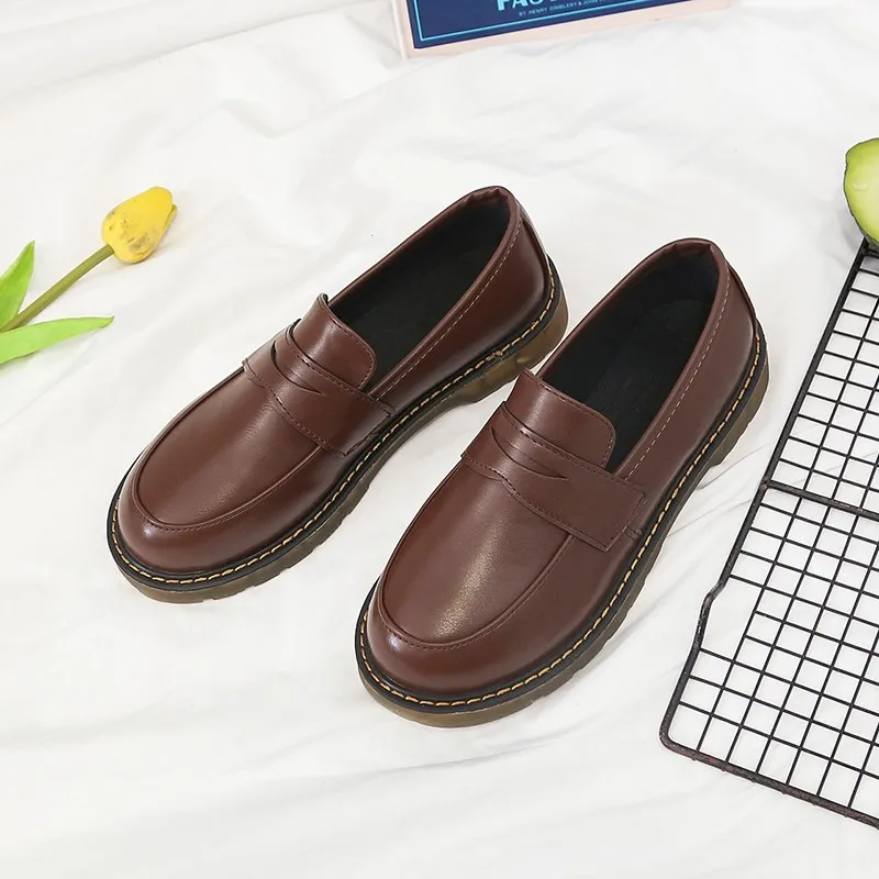 Туфли женские оксфорды без шнуровки криперы кроссовки платформа Мокасины черные