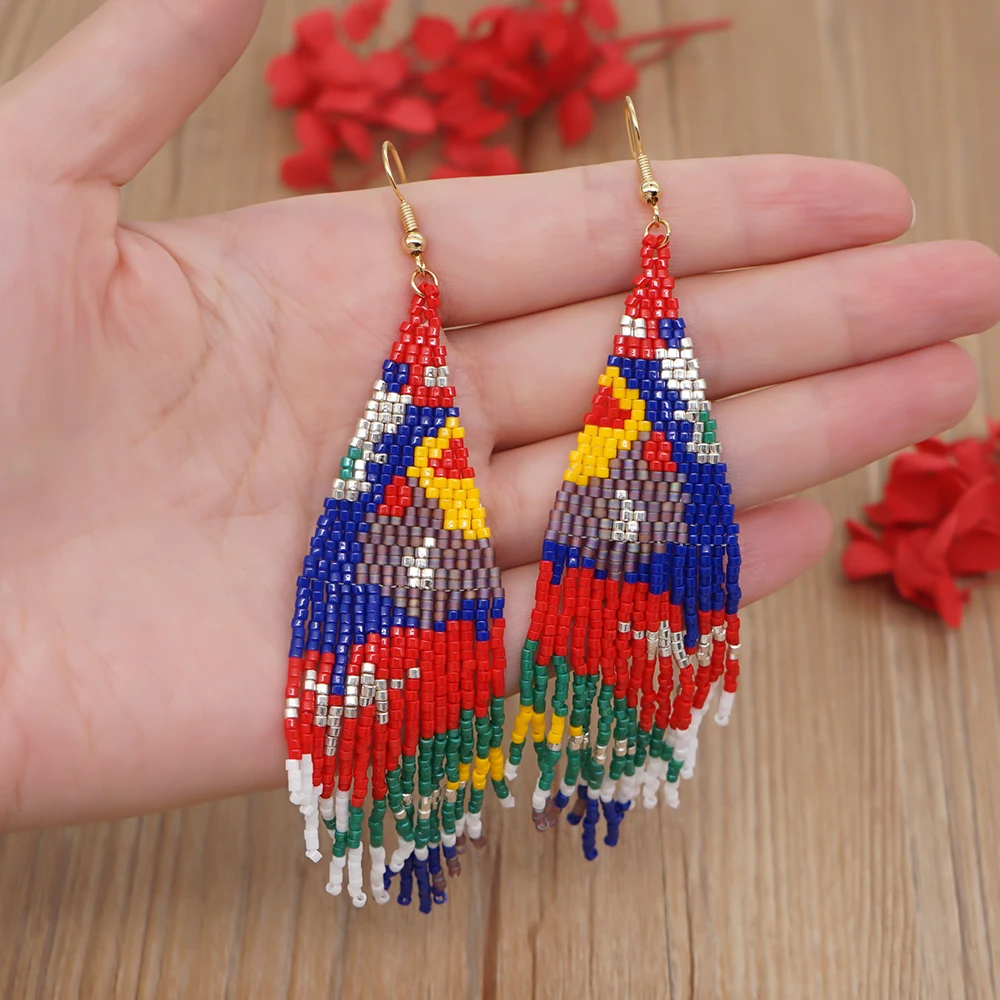 

Go2BoHo Dangle Drop Statement Earrings 2022 Summer Beach Fashion Jewelry Miyuki Boho Tassel Fringe Beaded Earrings for Women