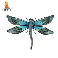 metal dragonfly with glass wall artwork for garden decoration animal outdoor statues and sculptures decoration of yard