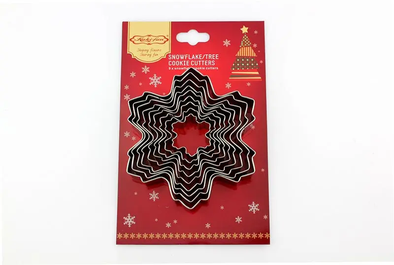 9 pcs set Формочка для рождественского печенья Снежинка модель печенья нержавеющая сталь помадка Пряничный штамп 9 размеров формы для выпечки Инструменты для выпечки - Цвет: 9 pcs set