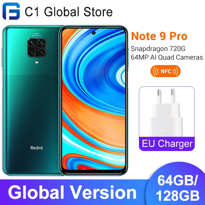 In Stock Global Version Xiaomi Redmi Note 9 pro Smartphone 6GB 64GB/128GB NFC 5020mAh Snapdragon 720G Octa Core 64MP Cameras | Мобильные