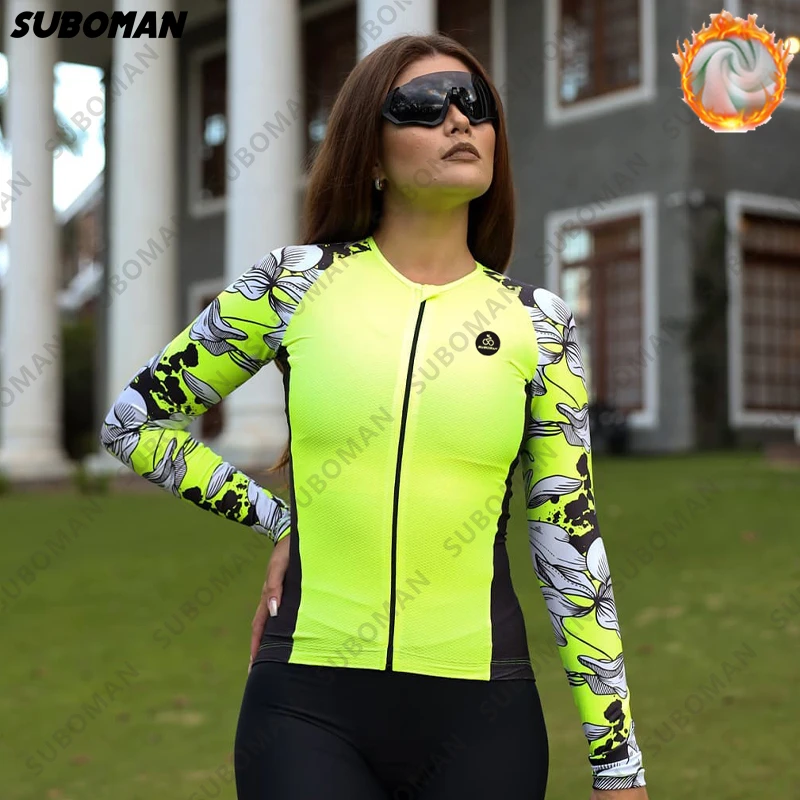 

suboman Women's monkey temperament Triathlon enduro bike Jersey One Piece Jumpsuit Ciclismo Mountain bike long sleeve overalls