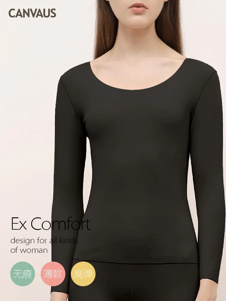 

CANVAUS Autumn and Winter New Style Thread Thermal Underwear Set Base Pajamas Underwear Warm Base WOMEN'S Dress FS459