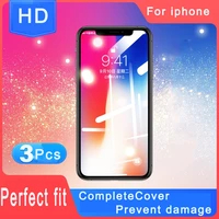 3 pcs full cover glass for iphone 12 pro max screen protector xs xr mini iphone 11 8 iphone 7 plus tempered glass film case