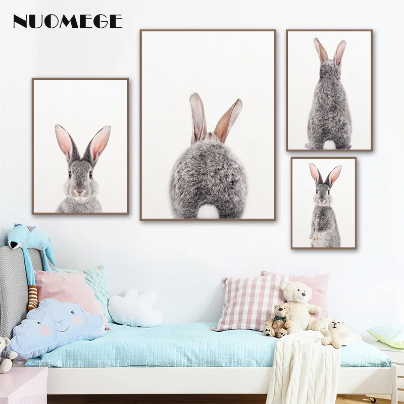 

Nordic Style Nursery Wall Art Posters Rabbit Picture on The Wall Animal Canvas Prints for Baby Room Painting for Children Room