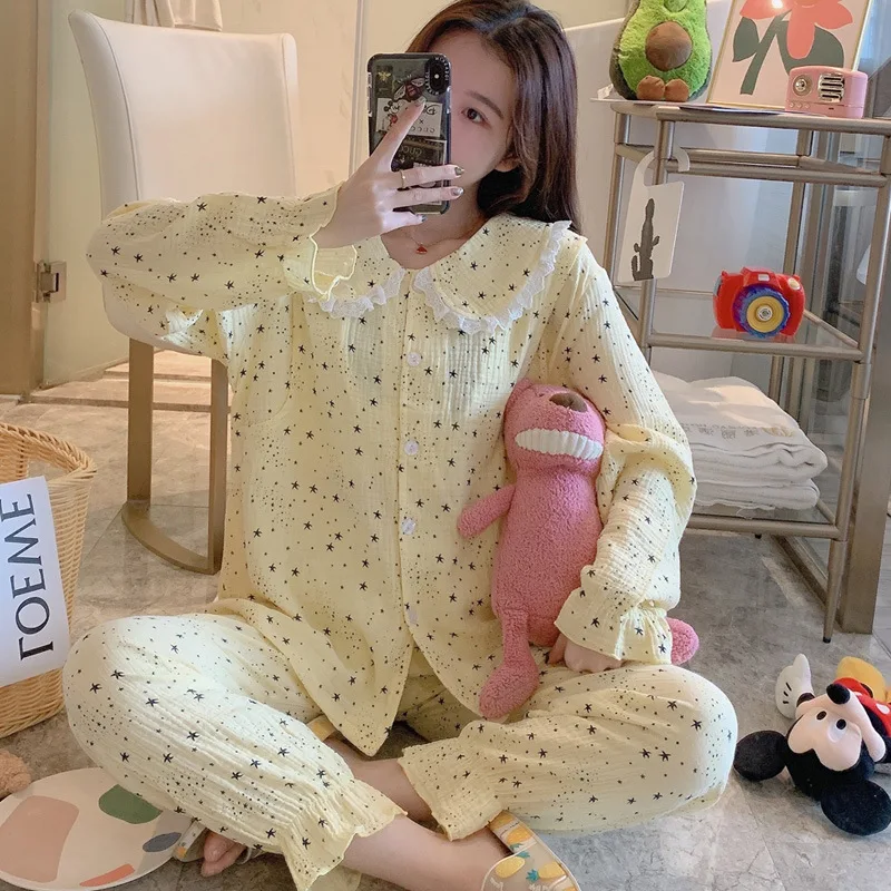 Пижамный комплект для беременных хлопковый кардиган послеродовой матери + брюки