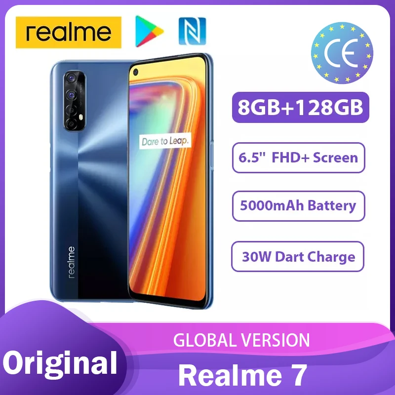 Смартфон Realme 7 8 + 128 Гб экран 6 5 дюйма FHD процессор Helio G95 Octa Core камера 48 МП