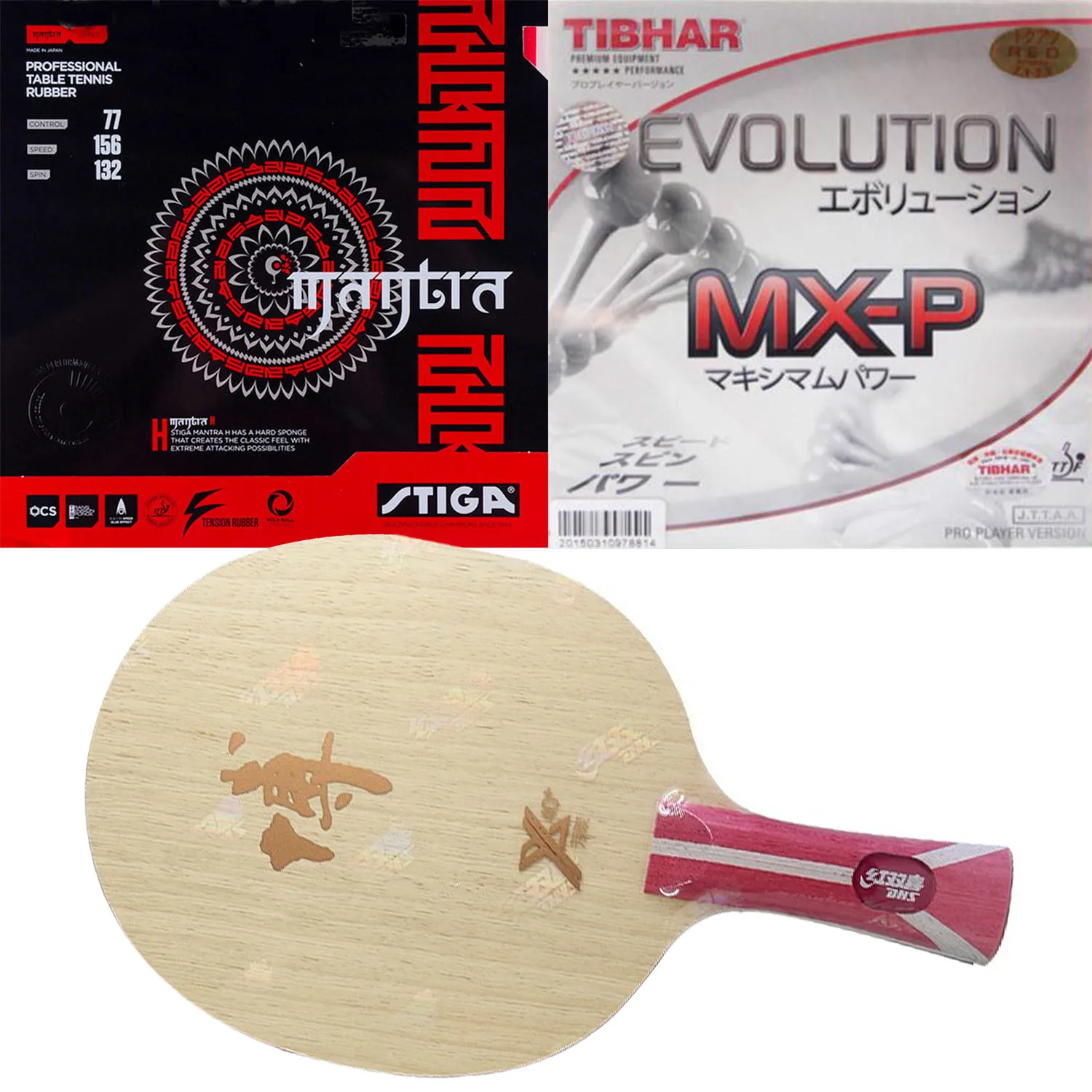 Профессиональная комбинированная ракетка DHS Hurricane BOX Blade с мантрой stiga H и TIBHAR EVOLUTION