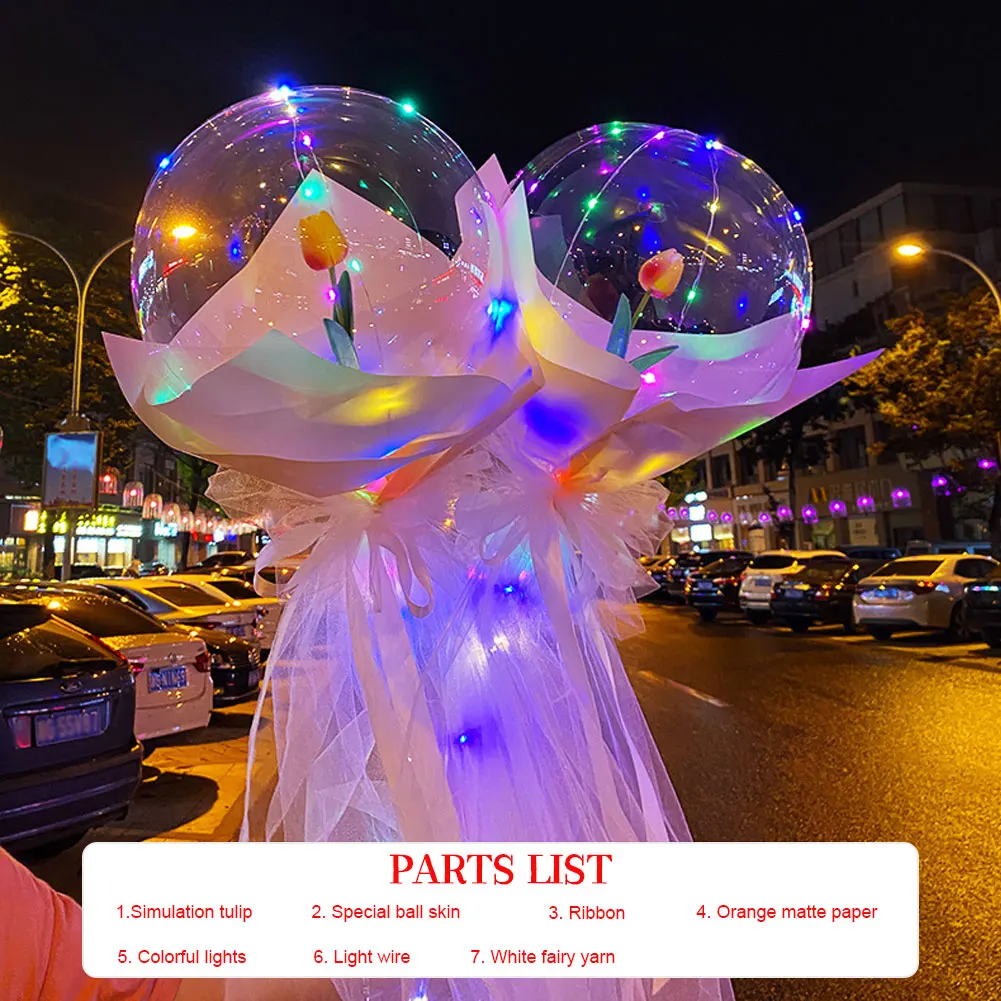 

2Pcs Bobo Baloon Led Luminous Rose Balloon Stick Stand For Glow Party WeddingBirthdayBaby ShowerChristmas Ornaments