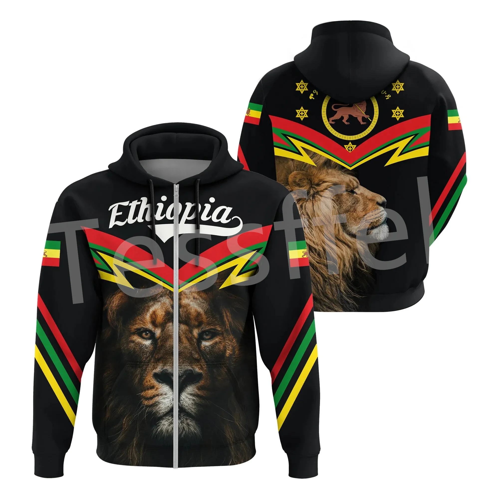 Tessffel Newest Ethiopia County Flag Africa Native Tribe Lion Pullover Tracksuit 3DPrint Mens/Womens Harajuku Casual Hoodies A11