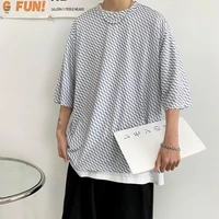 oversized t shirt for men summer short sleeve round neck hip pop korean style retro high street loose cotton clothing vintage