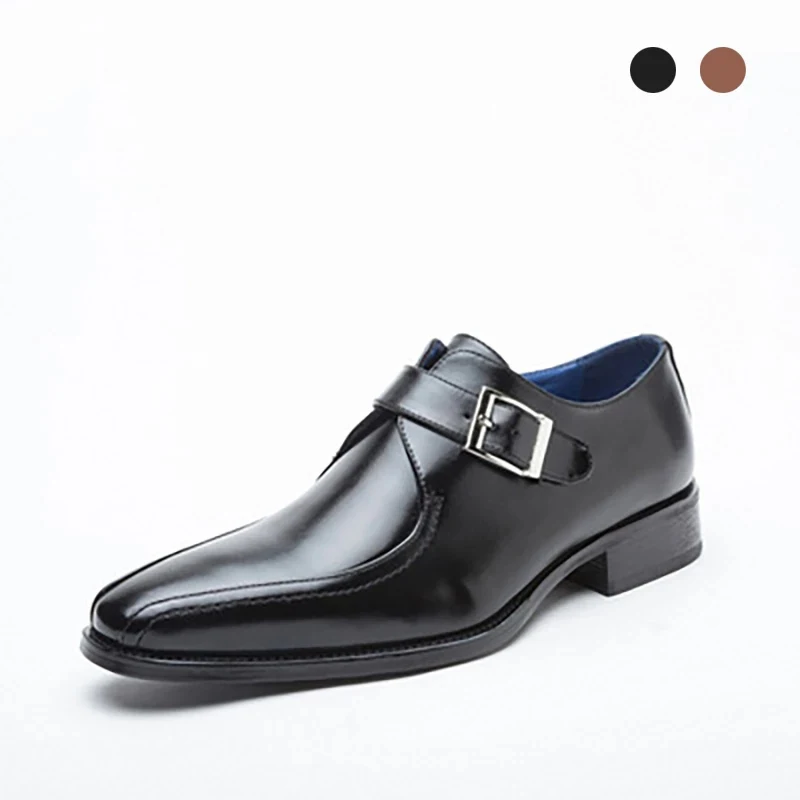 

Single Monk Style Genuine Leather Black Bridegroom Designer Luxury Handmade Dress Best Men Shoes for Men Original