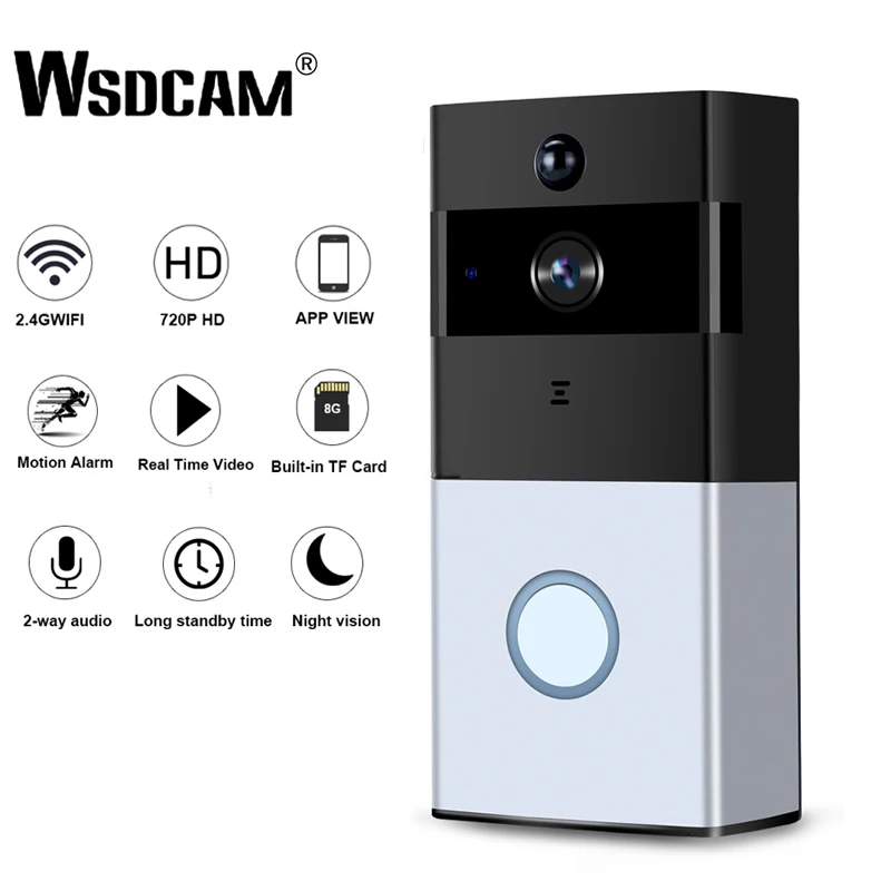Wsdcam беспроводной WiFi видео дверной звонок камера IP Кольцо Дверной звонок ночное видение двухстороннее аудио приложение управление iOS Android Питание от батареи