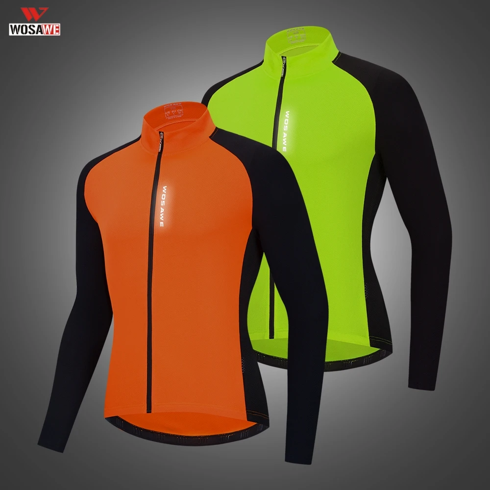 Мужская Светоотражающая куртка WOSAWE для езды на велосипеде с длинным рукавом
