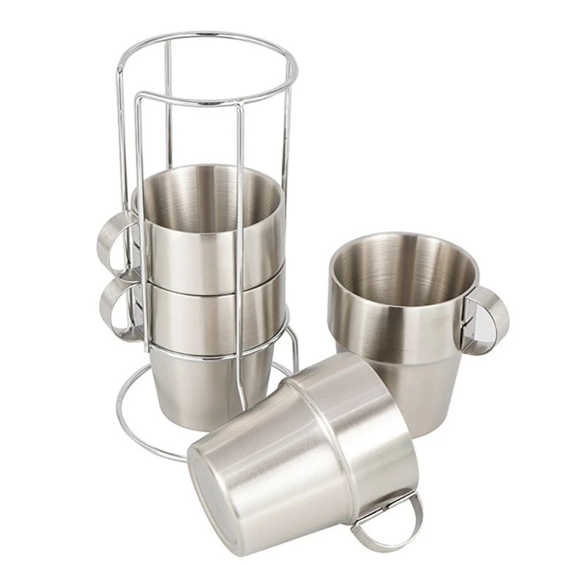 

4Pcs Non-magnetic Stainless Steel Coffee Tea Mug Cup Double Wall Camp Tumbler 875D