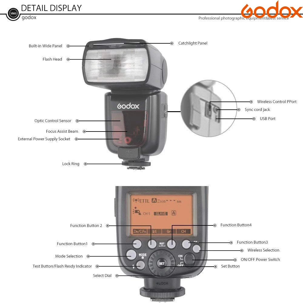 Вспышка Godox VING V860II с литиевым аккумулятором GN60 HSS 1/8000s TTL + триггер X1T для Canon Nikon Sony