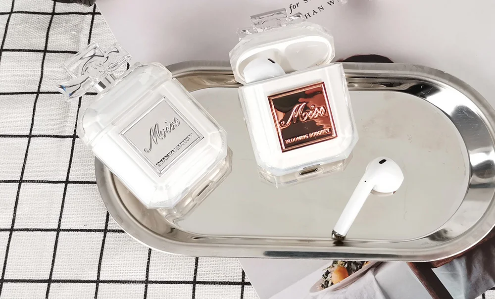 Силиконовый чехол, флакон духов, два цвета, для Airpods 2 1, защитный чехол для наушников, роскошный противоударный и прозрачный мягкий чехол из ТПУ