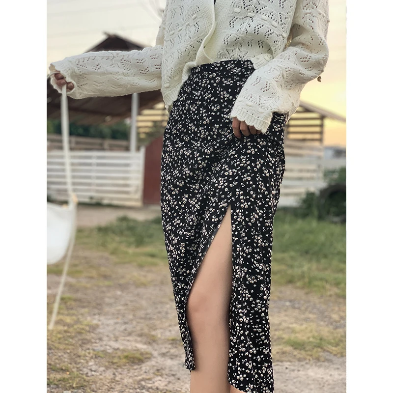 Женские юбки MISHOW Осенние до середины икры с цветочным принтом женская одежда