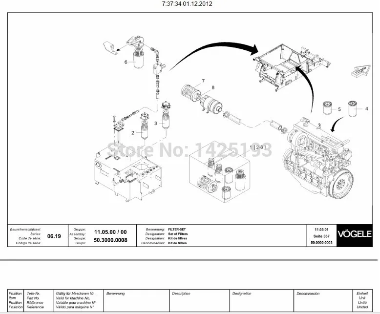 Электронные запчасти Vogele Каталог обслуживания ручные Схемы проводки и