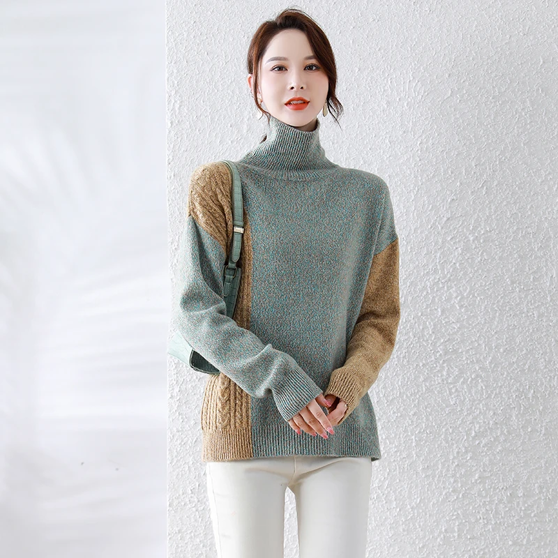 

Женский кашемировый свитер-водолазка, Свободный пуловер с высоким воротником, Джокер, свитер на осень и зиму