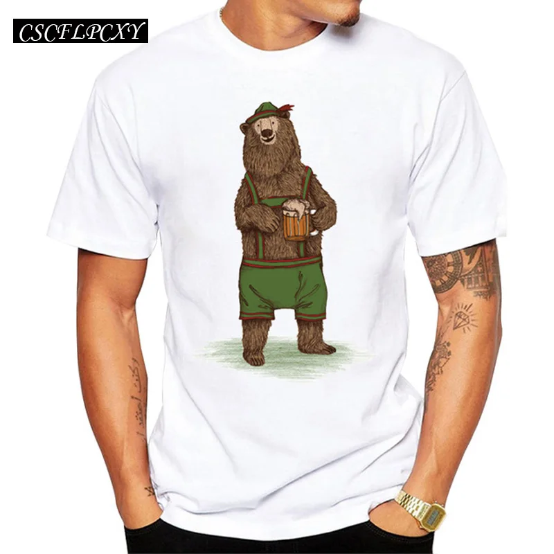 2017 Мужская индивидуальная футболка модная Традиционная немецкая с медведем
