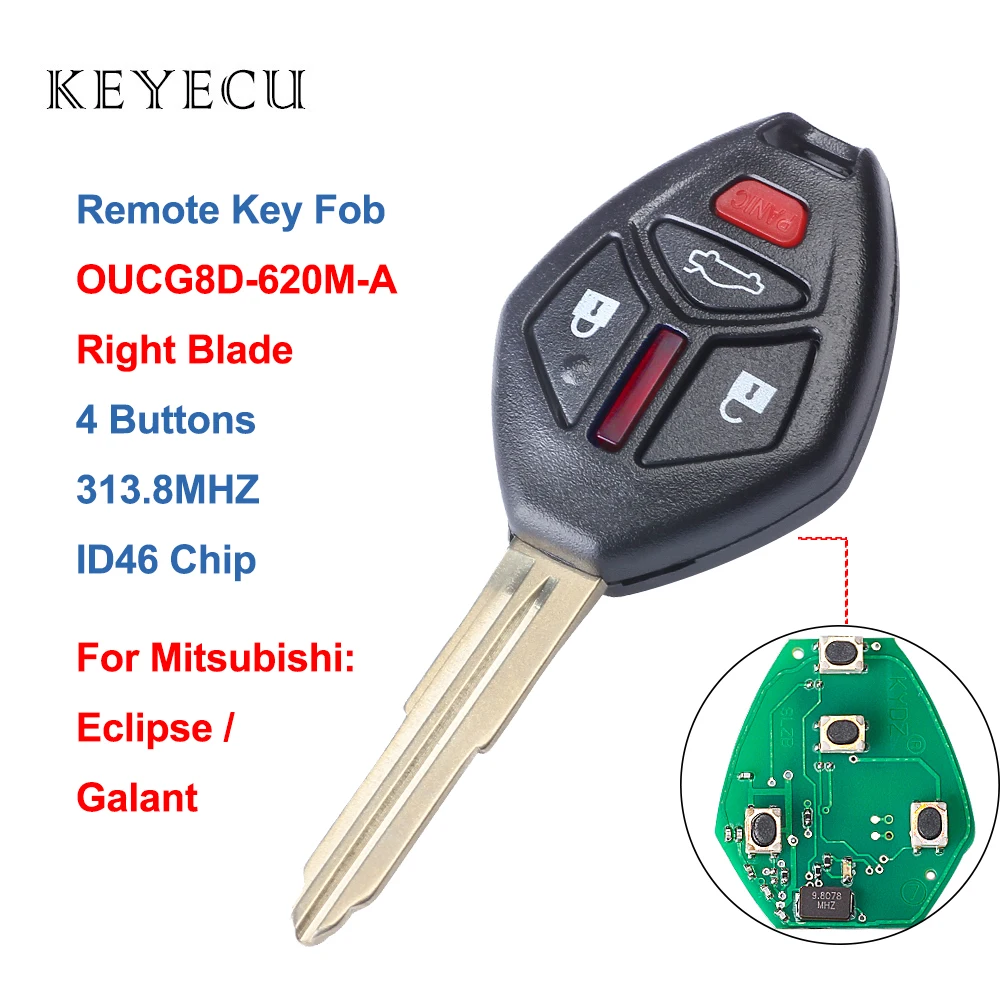 Keyecu 3 + 1 кнопки с правым лезвием OEM дистанционный Автомобильный ключ 313 8 МГц ID46 чип