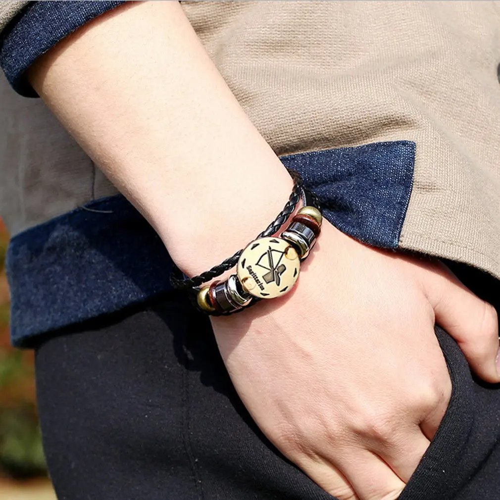 Кожаный браслет унисекс с 12 созвездиями кожаный ручной работы для мужчин и